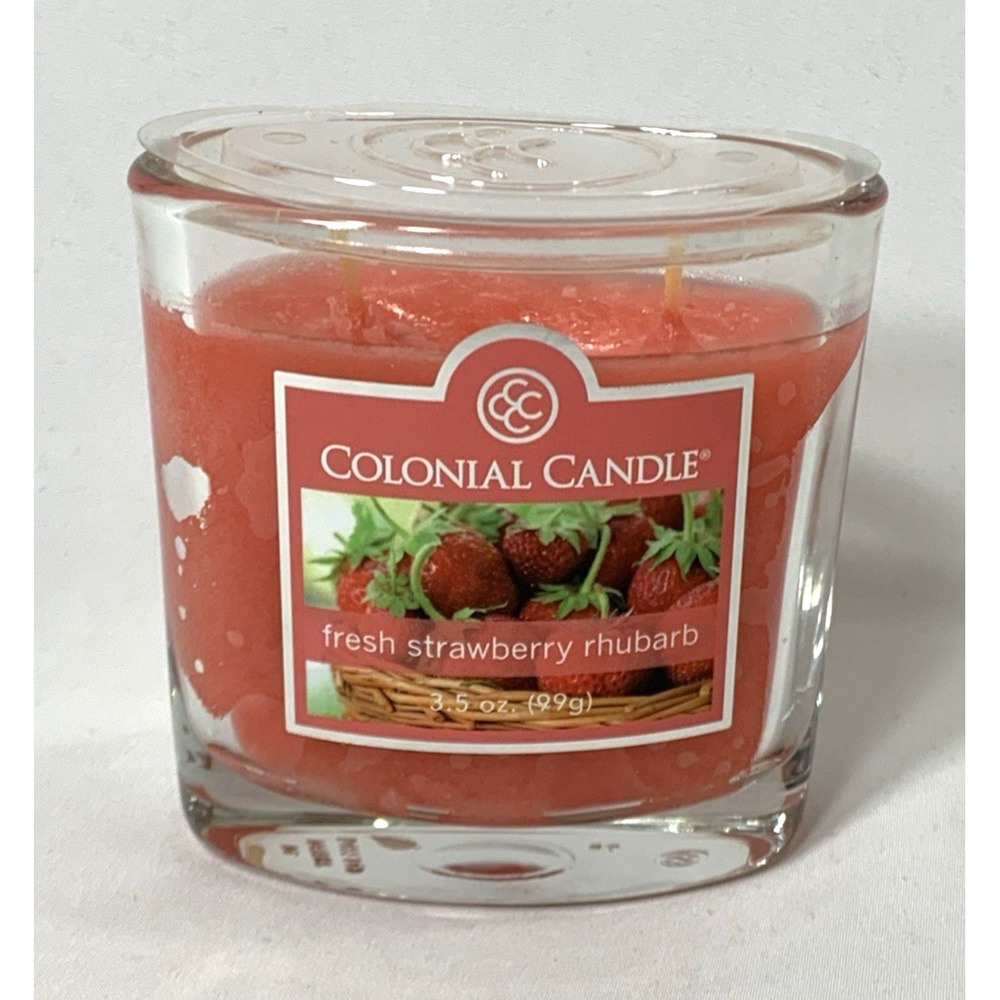 Colonial Candle Fresh Strawberry Rhubarb Scented Jar Candle Pink 2 Wick 3.5 oz